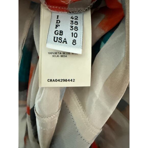 Cacharel Silk Abstract Print Midi Dress Multicolor Size 8 - Picture 10 of 10